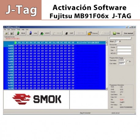 Activación Software Fujitsu MB91F06x para Jtag, MBProg, Merco 012.