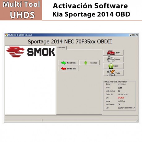 Activación Software Kia Sportage 2014 OBD para Multi Tool UHDS.