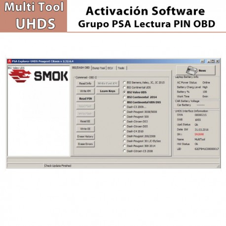 Activación Software Leer PIN en PSA por OBD para Multi Tool UHDS.