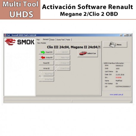 Activación Software Megane 2/Clio 2 OBD para Multi Tool UHDS.