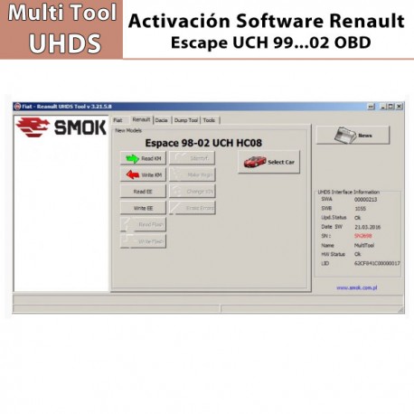 Activación Software Escape UCH 1998-2002 OBD para Multi Tool UHDS.