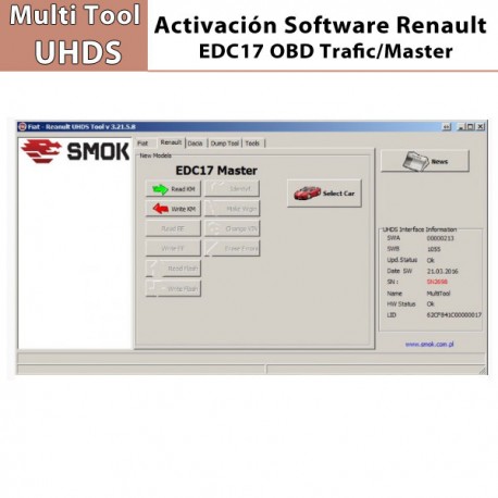Activación Software EDC17 OBD Trafic/Master para Multi Tool UHDS.