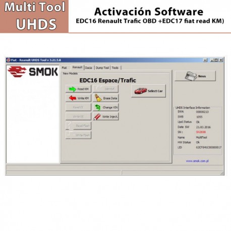 Activación Software EDC16 Trafic OBD (+EDC17 fiat read KM) para Multi Tool UHDS.