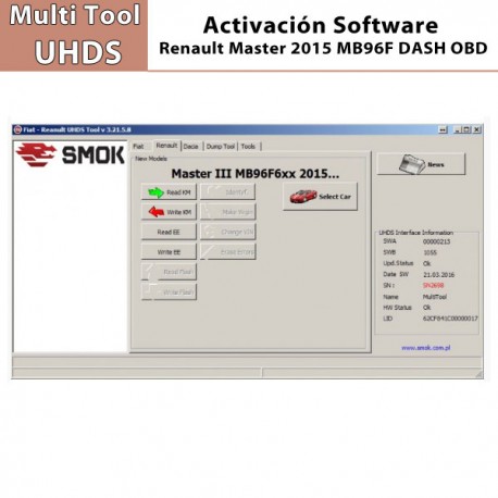 Activación Software Master 2015 MB96F DASH OBD para Multi Tool UHDS.