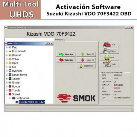 Activación Software Suzuki Kizashi Dash OBD para Multi Tool UHDS.