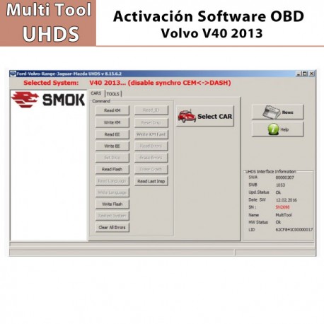 Activación Software Volvo V40 2013- ,OBD para Multi Tool UHDS.
