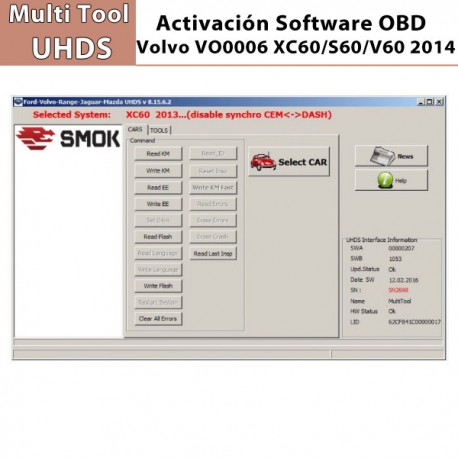 Activación Software Volvo XC60/S60/V60 2014... OBD para Multi Tool UHDS.