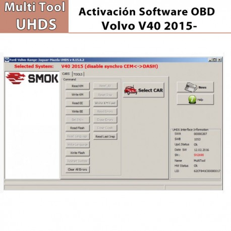 Activación Software Volvo V40 2015-OBD para Multi Tool UHDS.