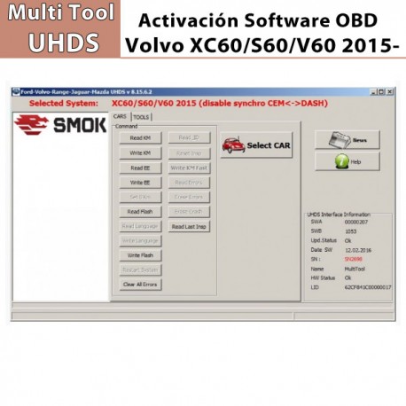 Activación Software Volvo XC60/S60/V60 2015-...OBD para Multi Tool UHDS.