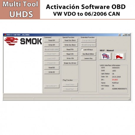 Activación Software VW VDO to 06/2006 CAN OBD para Multi Tool UHDS.