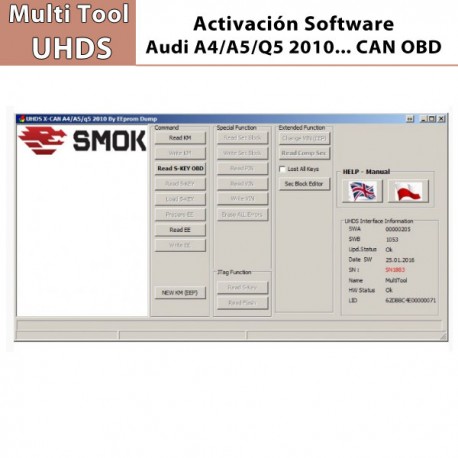 Activación Software Audi A4/A5/Q5 2010... CAN OBD para Multi Tool UHDS.
