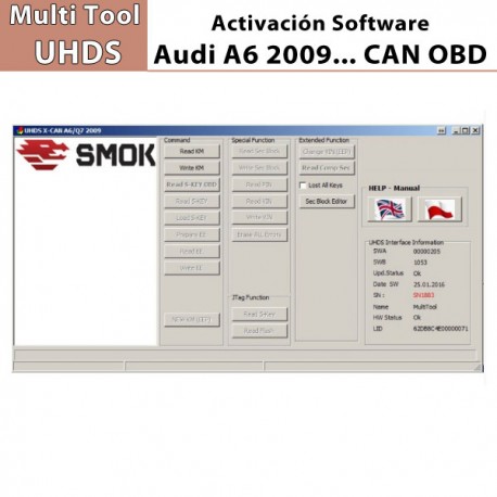 Activación Software Audi A6 2009... CAN OBD para Multi Tool UHDS.