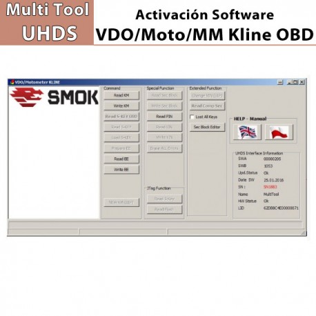 Activación Software VDO/Moto/MM Kline OBD para Multi Tool UHDS.
