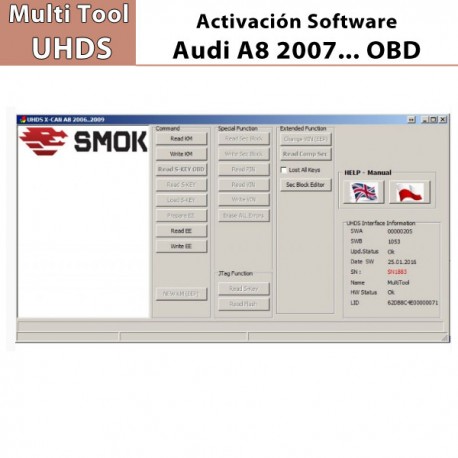 Activación Software Audi A8 2007... OBD para Multi Tool UHDS.