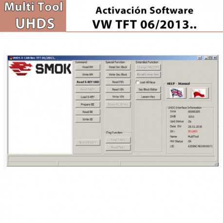 Activación Software VW TFT 06/2013 OBD para Multi Tool UHDS.