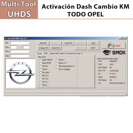 Activación DASH Todo Opel, Leer PIN, Cambiar KM OBD