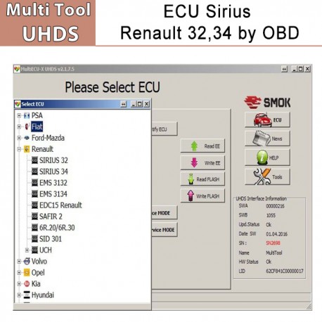 EU 0003 ECU Sirius Renault 32,34 by OBD