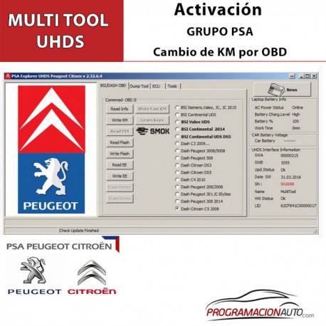 PSA BSI change KM by OBD