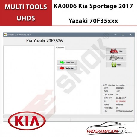Activación KA0006 Kia Sportage 2017 Yazaki 70F35xxx