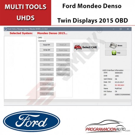 License FD0012 Ford Mondeo Denso Twin Displays 2015 OBD