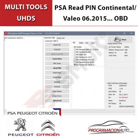 Activación PT0014 PSA Read PIN Continental/Valeo 06.2015... OBD
