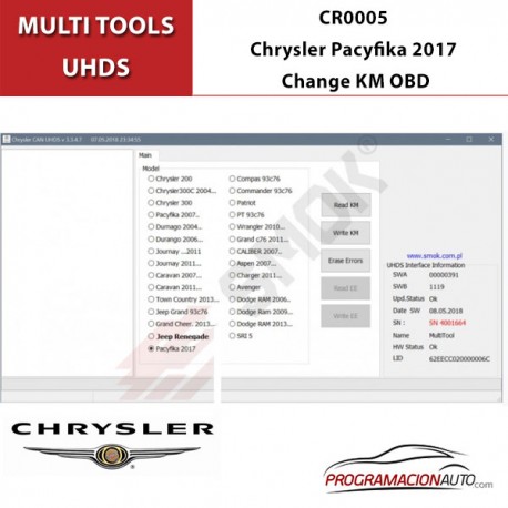 CR0005 Chrysler Pacyfika 2017 Cambio de KM por OBD