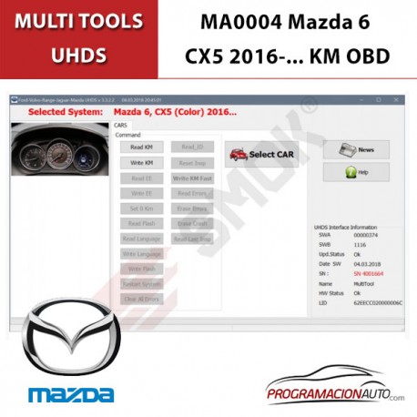 MA0004 Mazda 6 CX5 2016-... KM OBD
