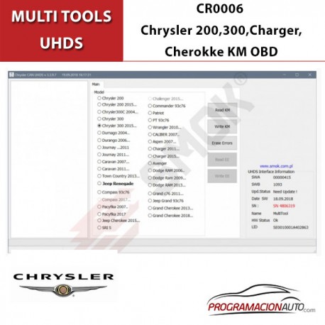 CR0006 Chrysler 200,300,Charger,Cherokke KM OBD