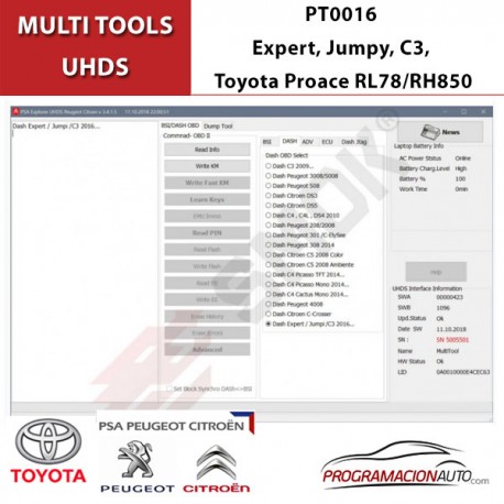 PT0016 Expert, Jumpy, C3, Toyota Proace RL78/RH850