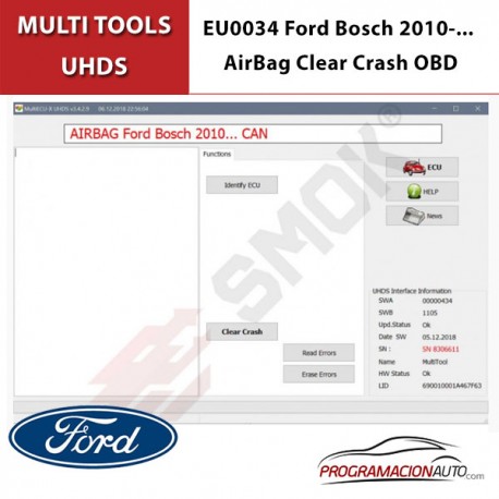 EU0034 Ford Bosch 2010-... AirBag Clear Crash OBD