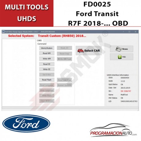 Activación FD0025 Ford Transit R7F 2018-... OBD