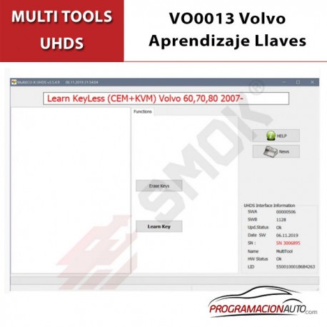 Activación VO0013 Aprendizaje Llaves Volvo
