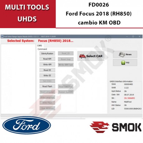 FD0026 Ford Focus 2018 (RH850) cambio KM OBD