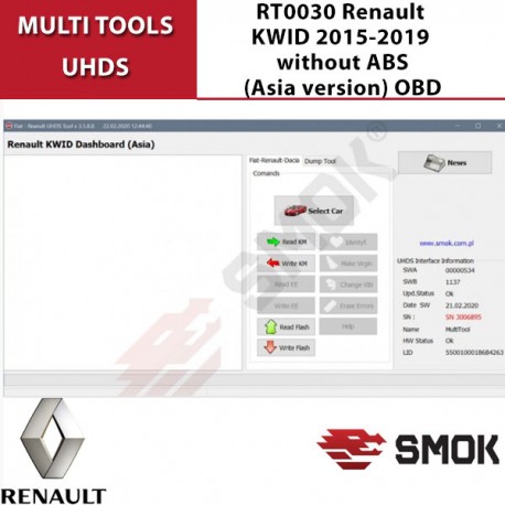 RT0030 Renault KWID 2015-2019 without ABS(Asia version) OBD
