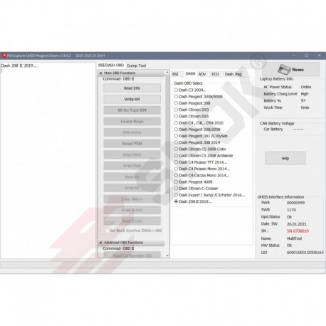 PT0020 Dashboard Peugeot 208 II Full Digital, 308 2019-... by dash connector
