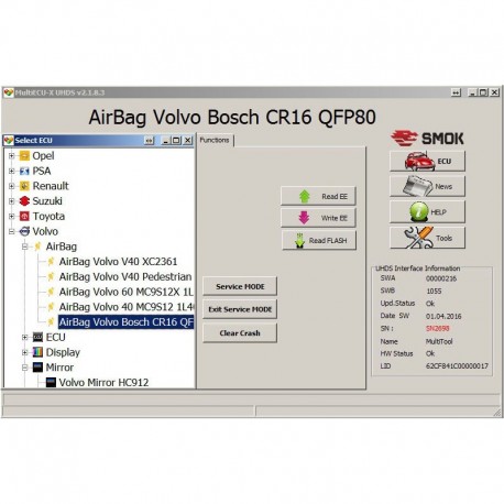 AB0011 AirBag Volvo HC12/HCS12/CR16 OBD