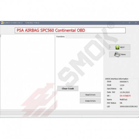 AB0042 AirBag PSA Continental SPC560 Clear Crash by ECU Connector