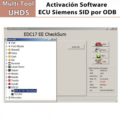 EU 0001 Activación Software ECU Siemens SID por OBD